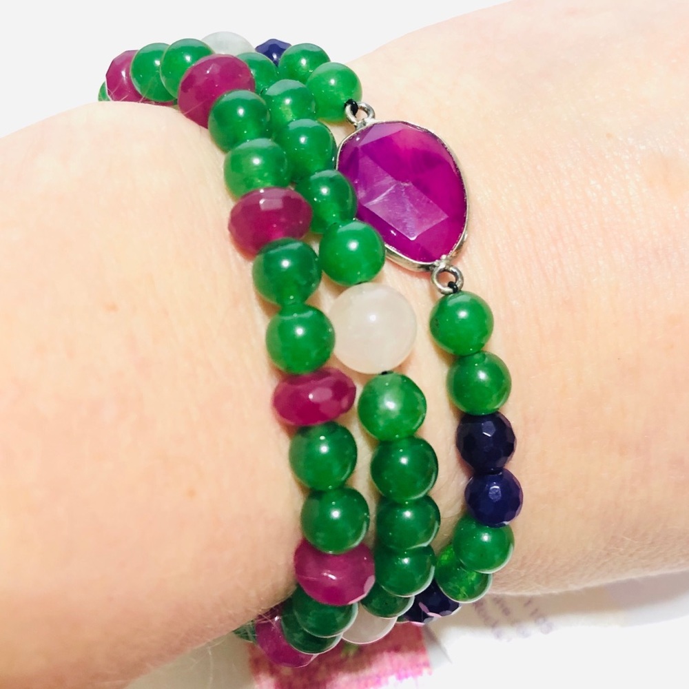 BNWT! Jade, Amethyst, Rhodolite, Pink QtzBracelet